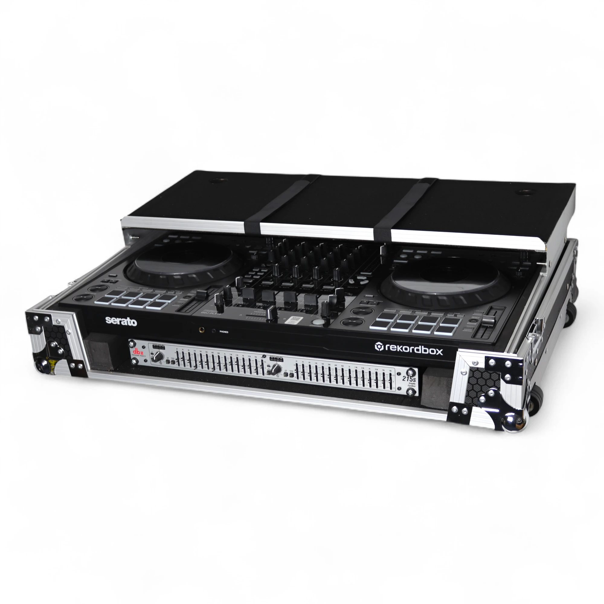 Protekt Flight Case for Pioneer DDJ-FLX10 with Wheels, Laptop Shelf & 1U Rack